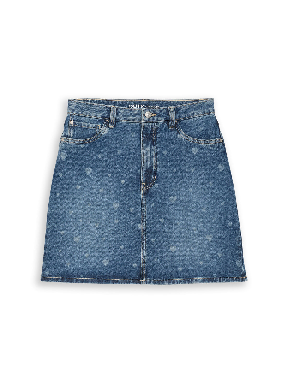 Mini-Jeansrock mit Herz-Print