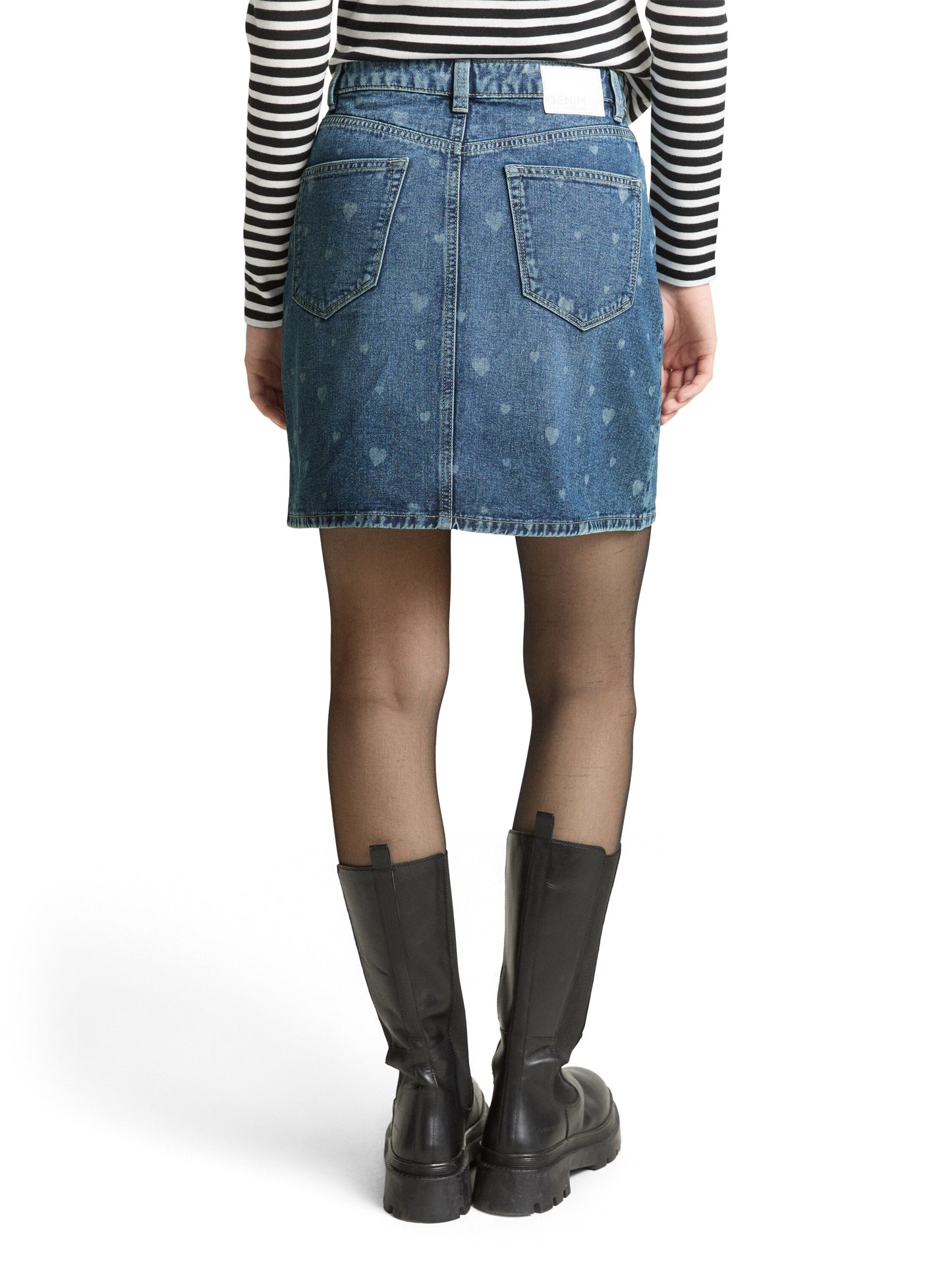 Mini-Jeansrock mit Herz-Print