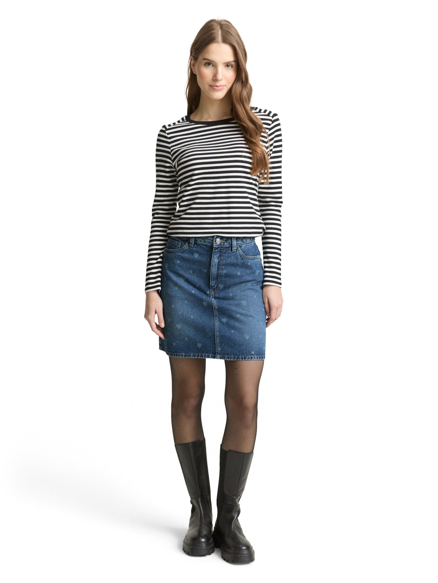 Mini-Jeansrock mit Herz-Print