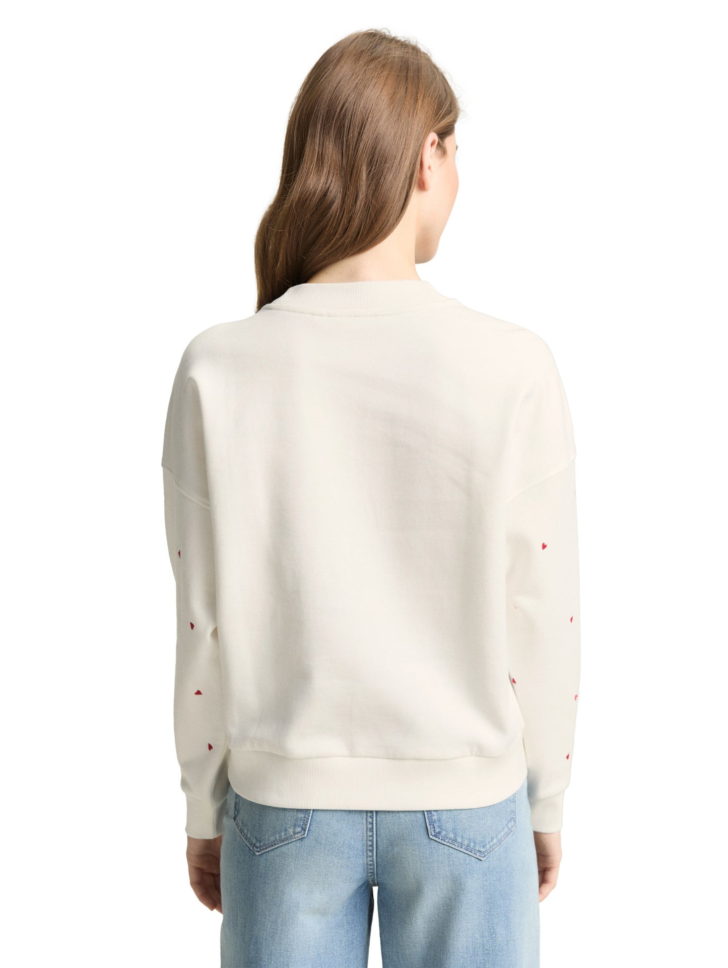 Loose Fit Sweatshirt mit Herz-Stickerei