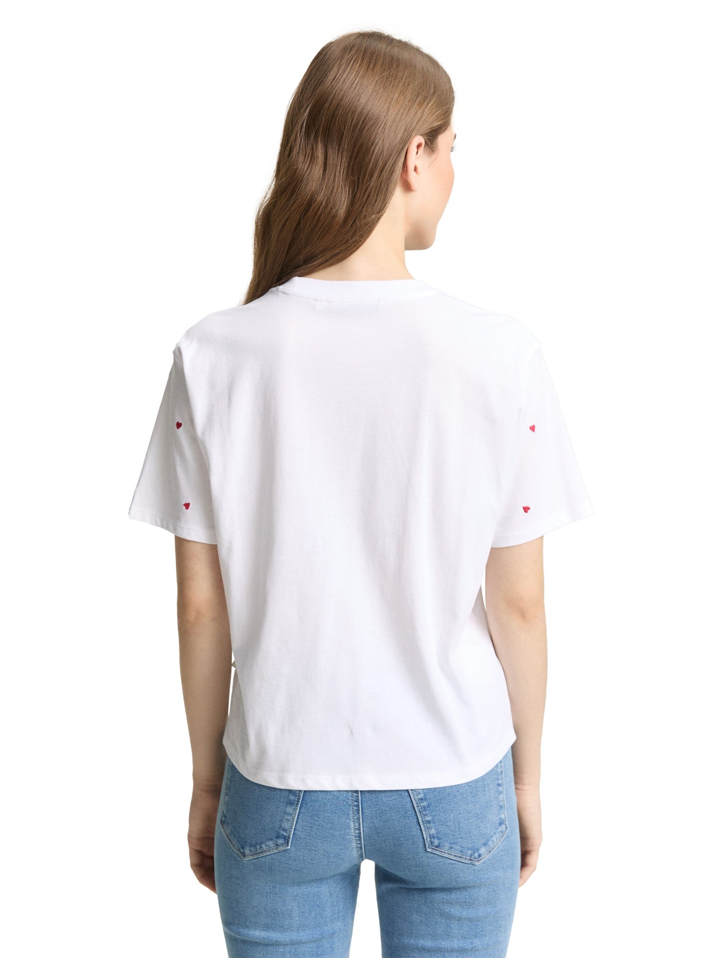 Boxy Fit T-Shirt mit Herz-Stickerei