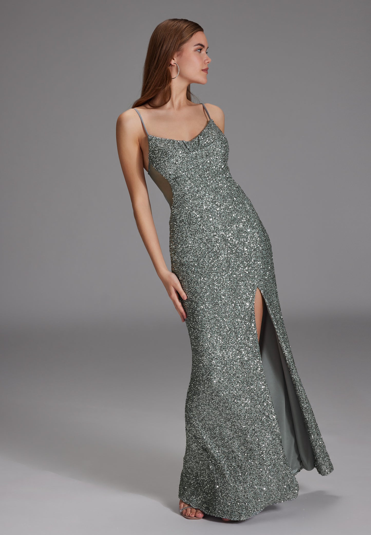Slipdress mit transparenter Rückenpartie