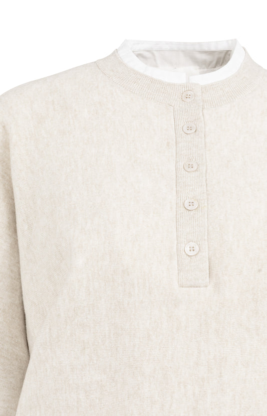 Pullover mit Kragendetail, HEATHER GREY MELANGE