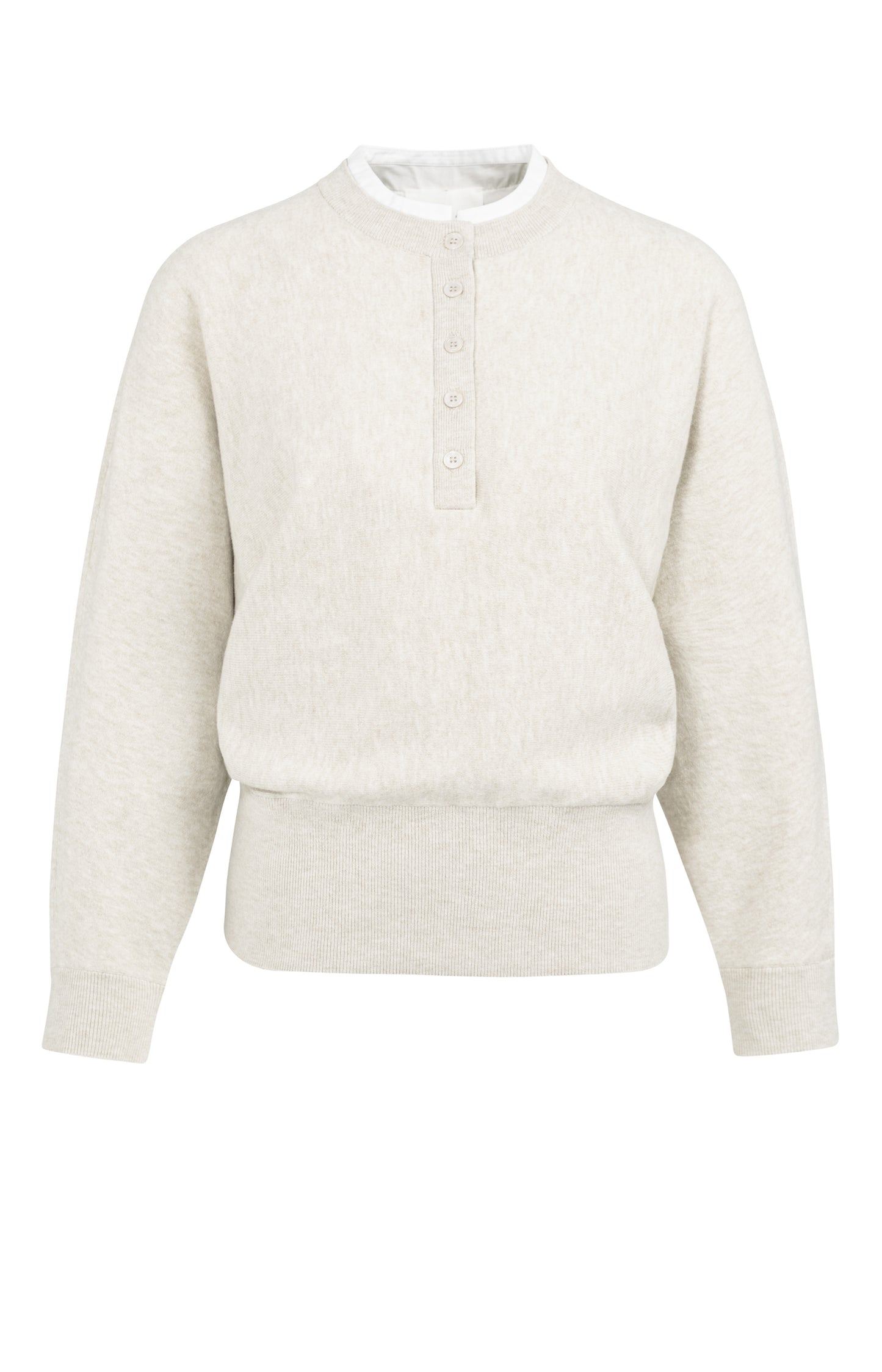 Pullover mit Kragendetail, HEATHER GREY MELANGE