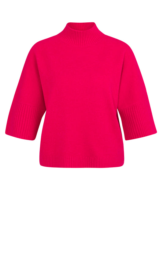 Pullover mit gerippten ?rmeln, ROSE RED MELANGE