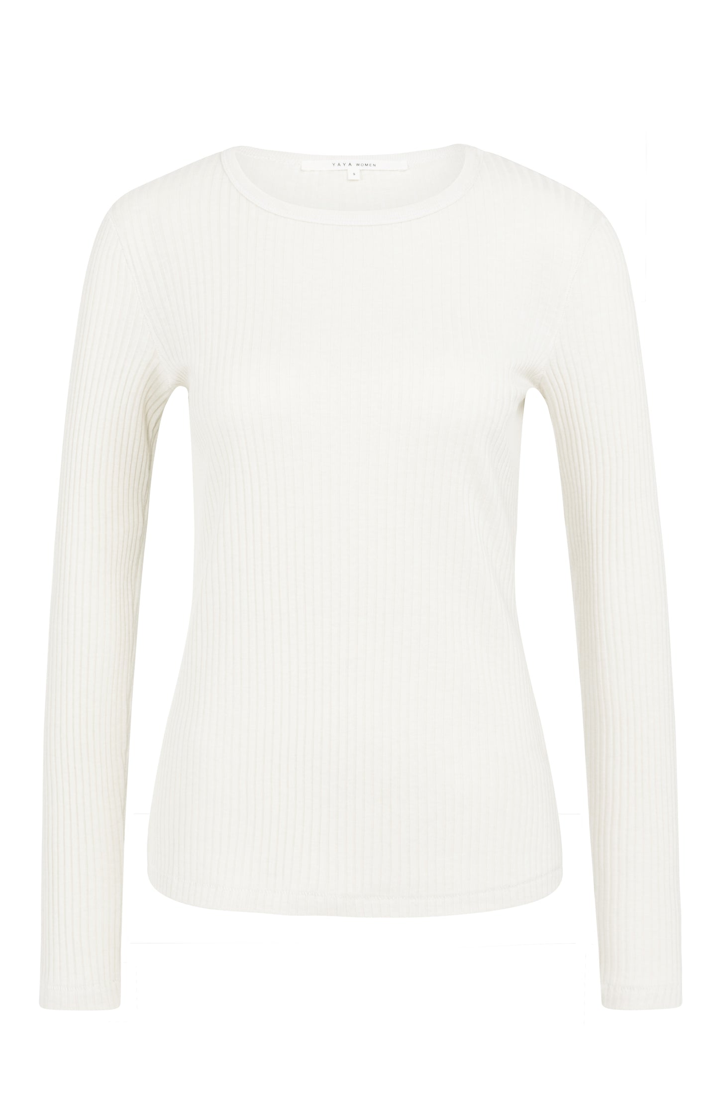 Geripptes Langarmshirt, SNOWFALL WHITE