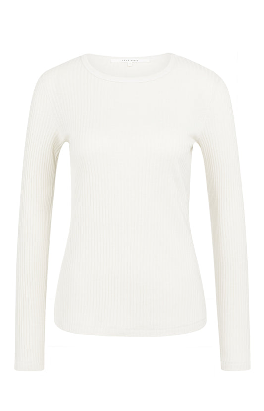 Geripptes Langarmshirt, SNOWFALL WHITE