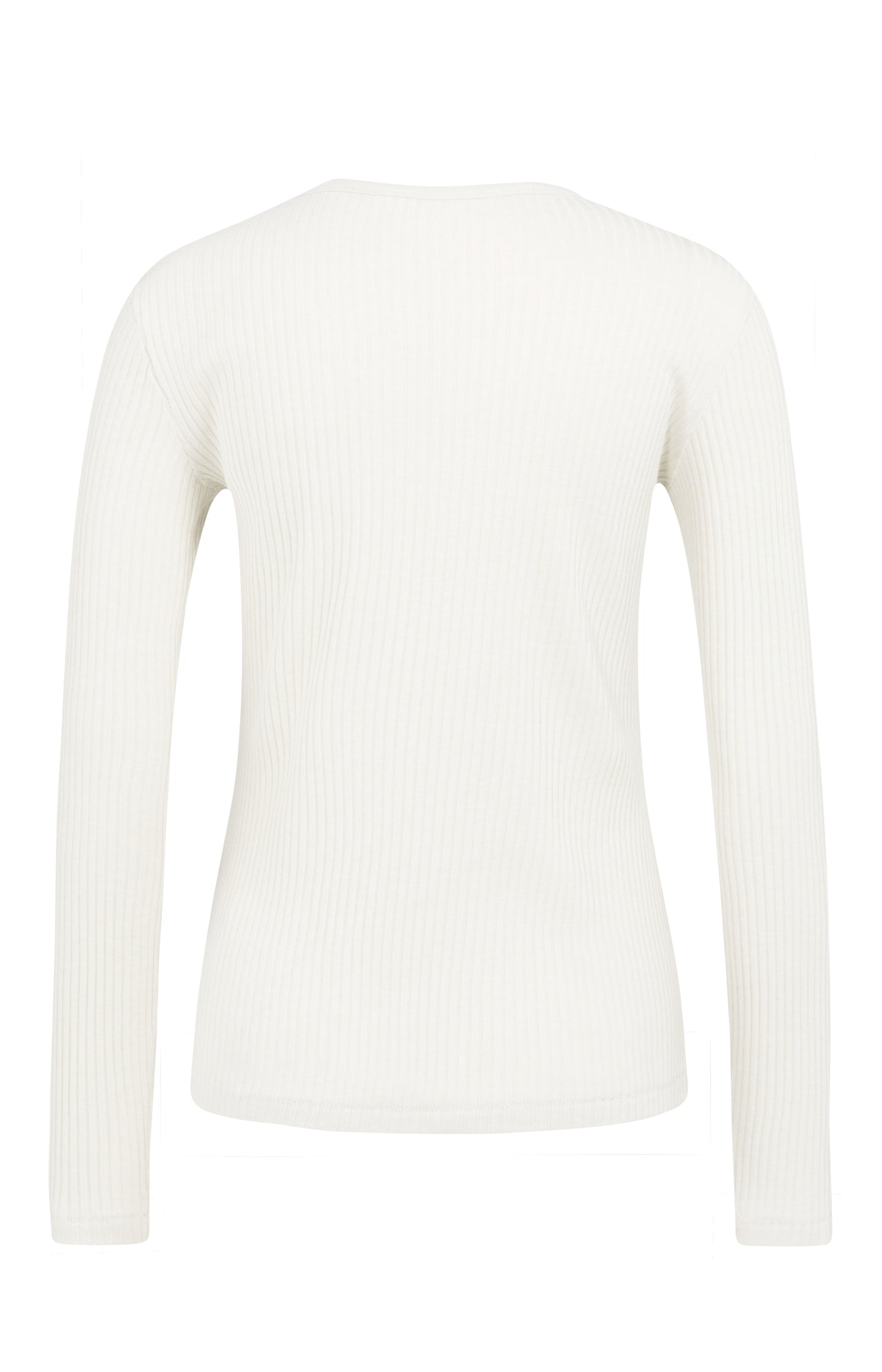 Geripptes Langarmshirt, SNOWFALL WHITE