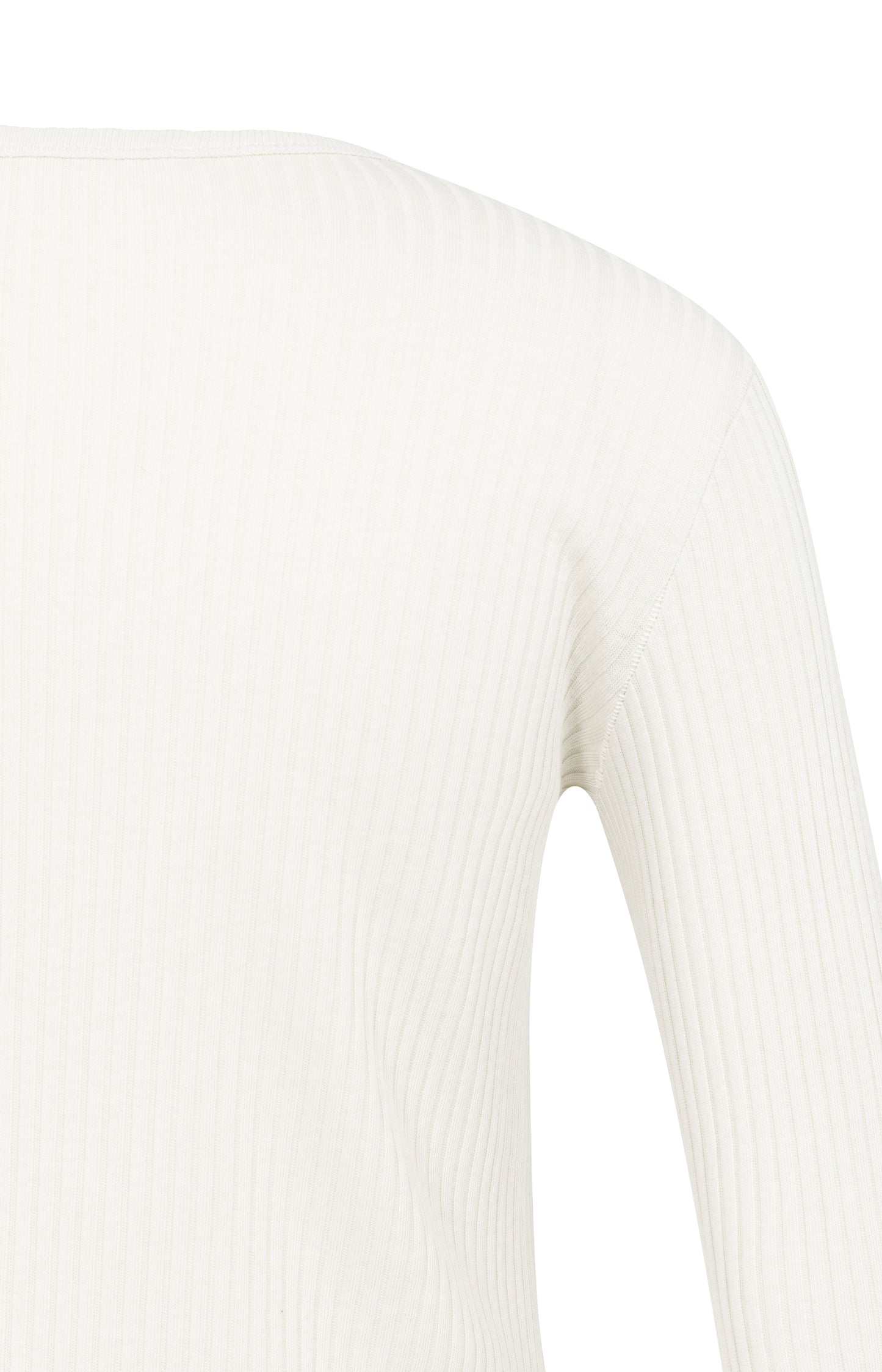Geripptes Langarmshirt, SNOWFALL WHITE