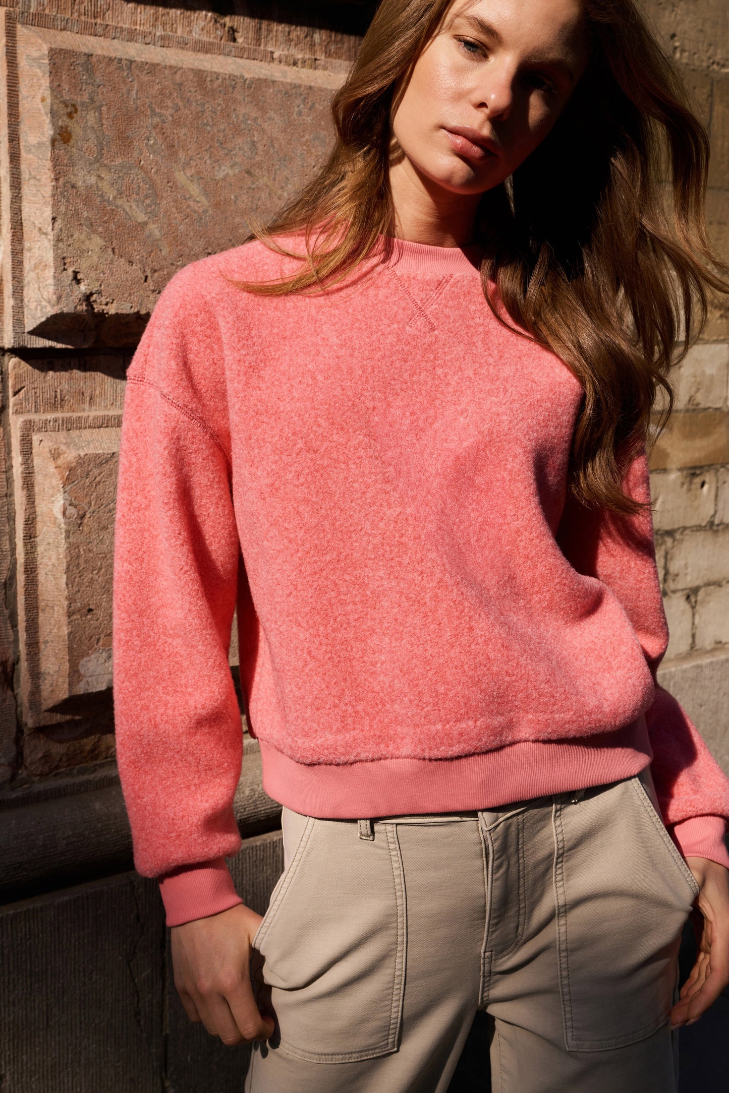 Teddy-Pullover, ROSE RED MELANGE