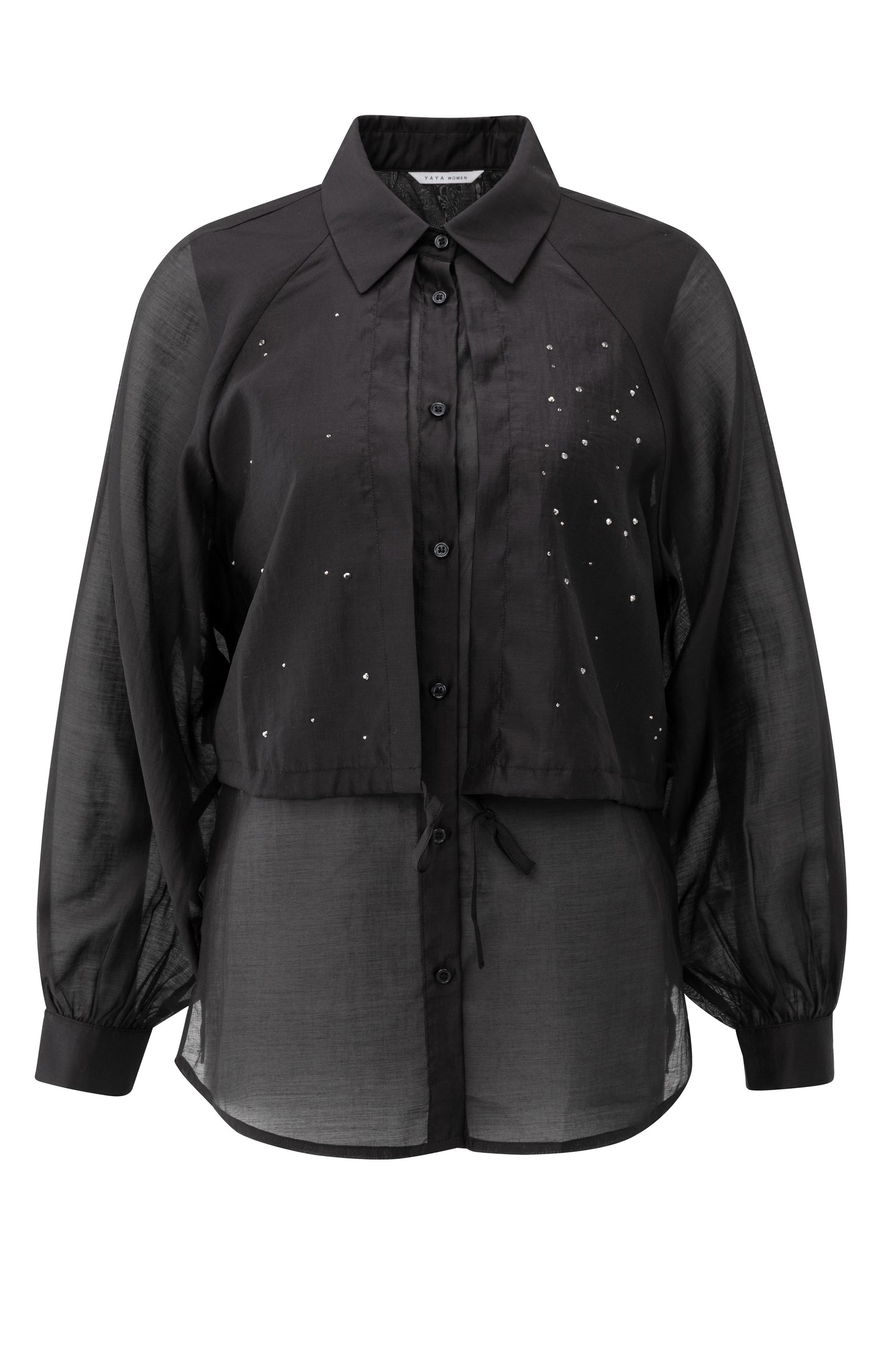 Bluse mit Verzierungen, BLACK