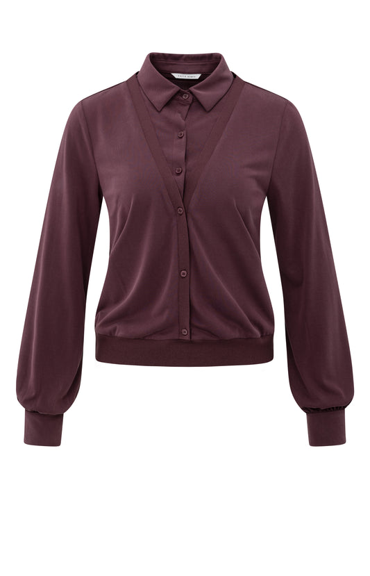 Bluse mit Zwei-Lagen-Look, FUDGE PURPLE