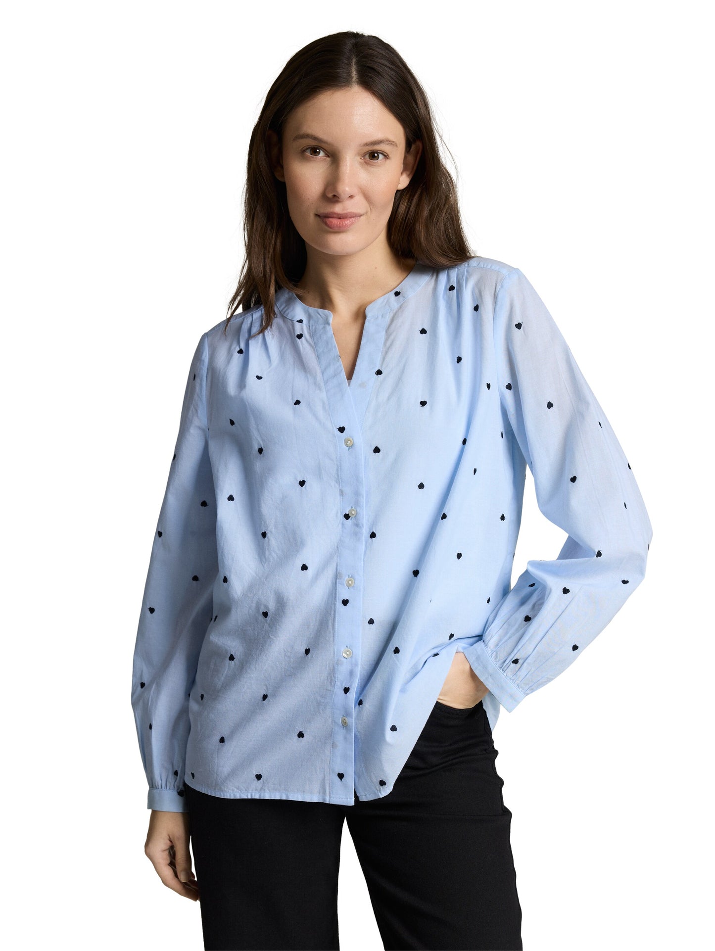 Bluse mit Herz-Stickerei