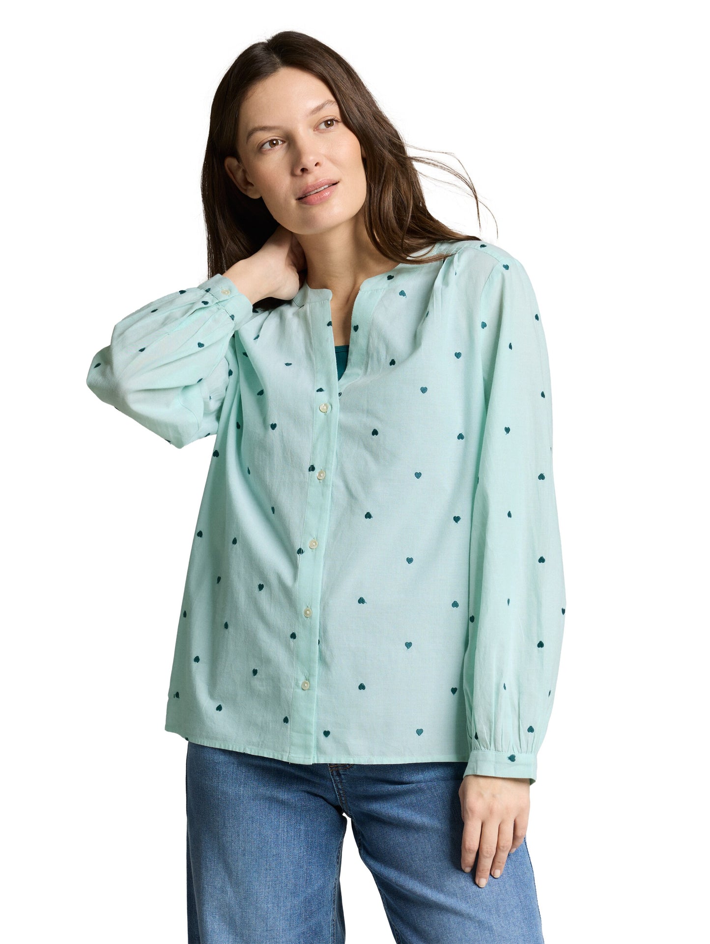 Bluse mit Herz-Stickerei