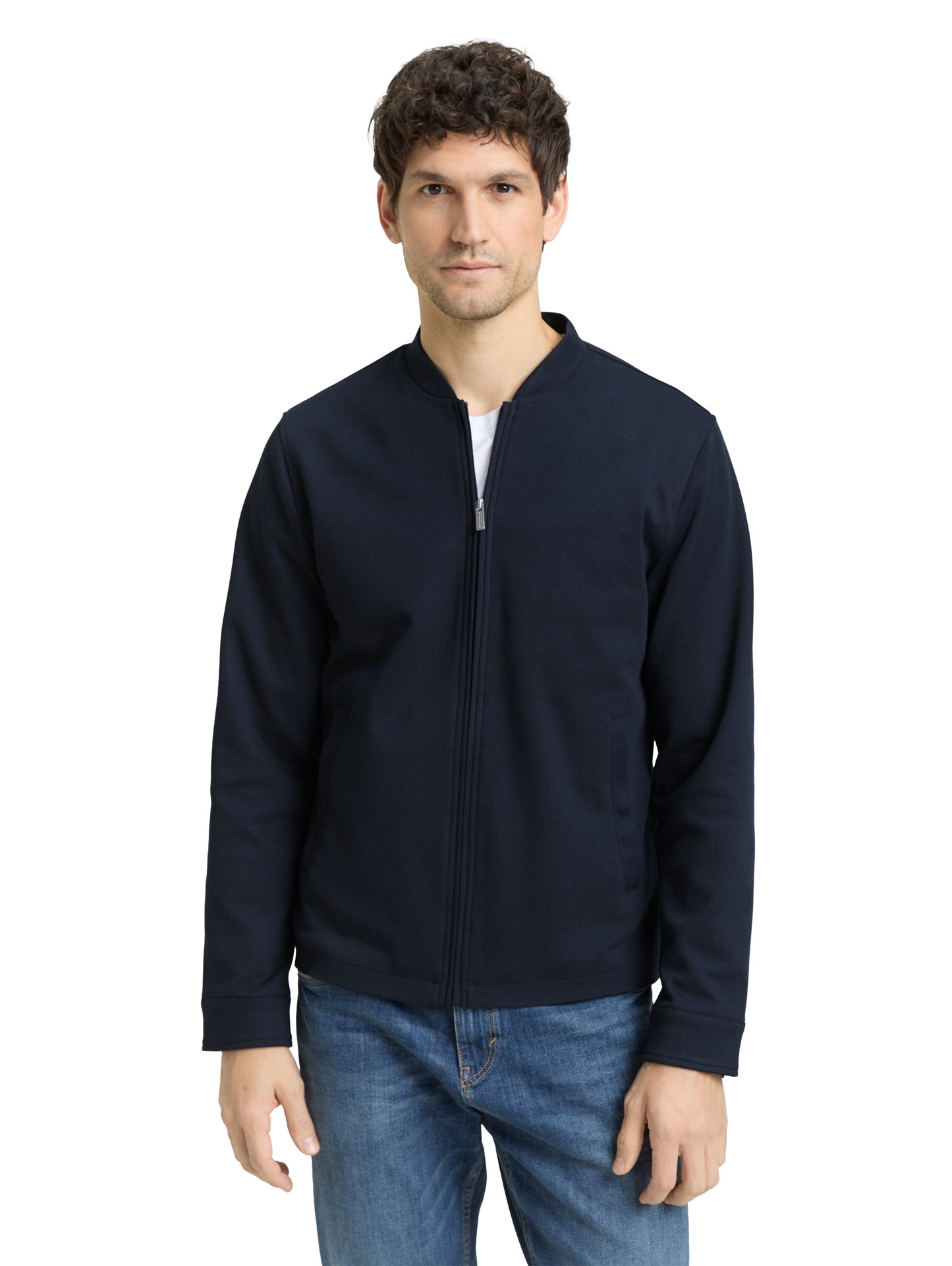 Piqué Bomberjacke mit Eingriffstaschen