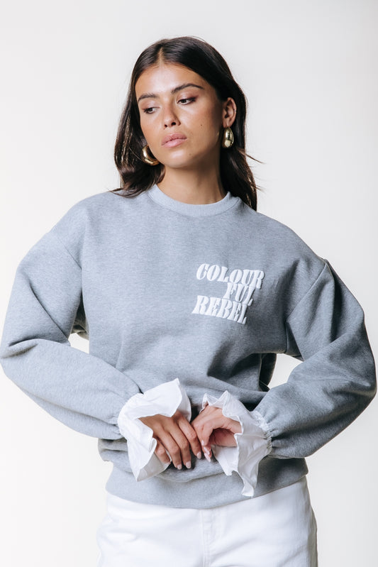 Poplin Cuff Dropped Shoulder Sweat