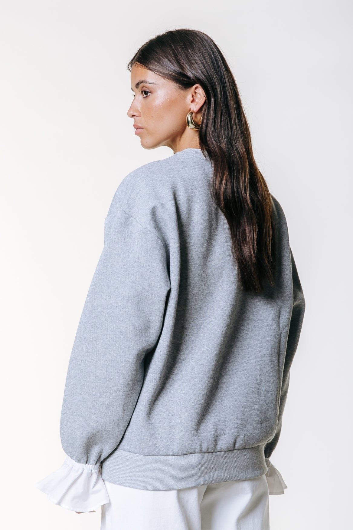 Poplin Cuff Dropped Shoulder Sweat