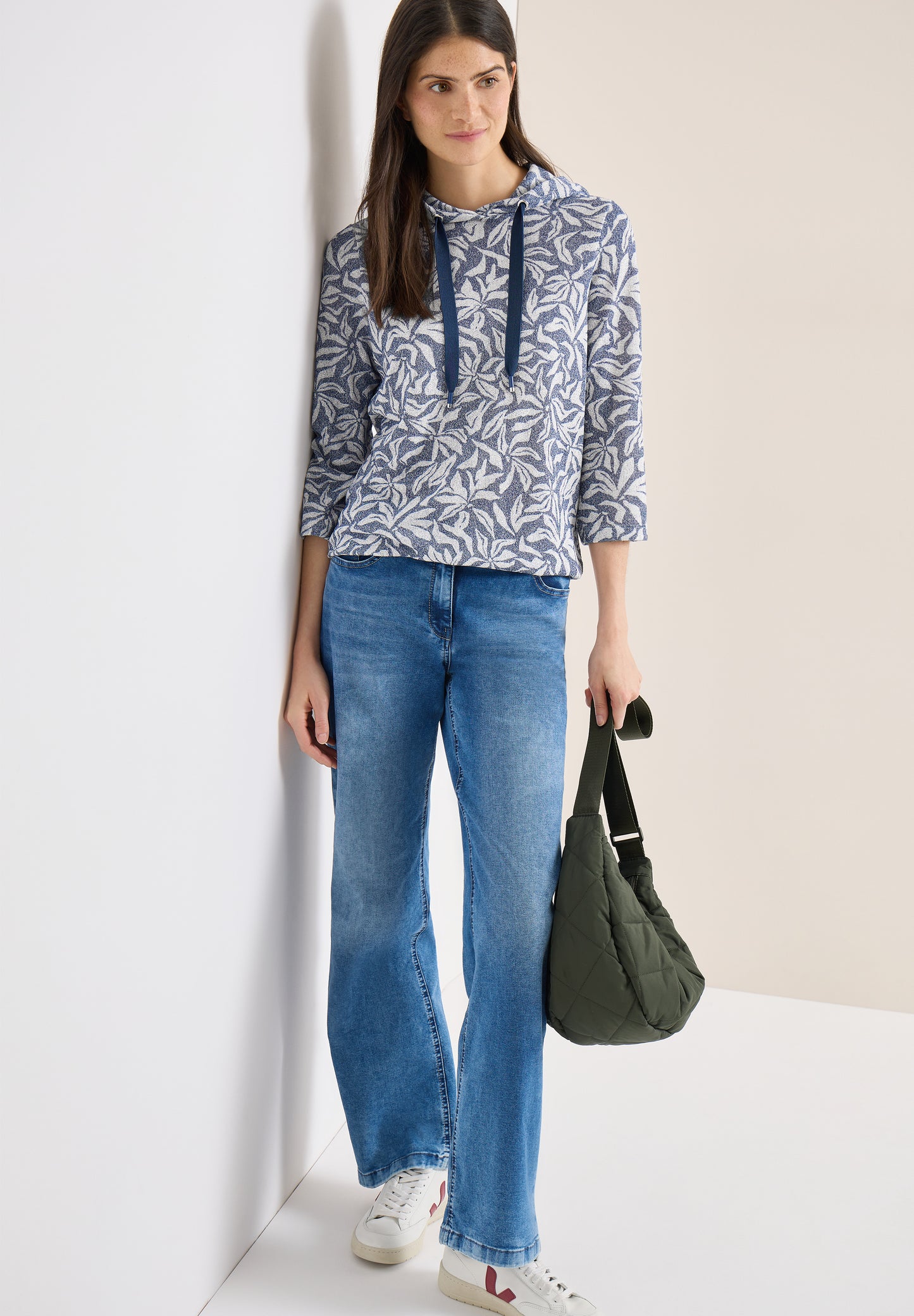 3/4-Arm Shirt mit floralem Print
