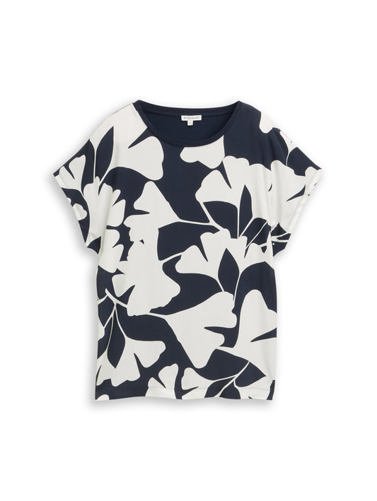 T-Shirt im Material-Mix
