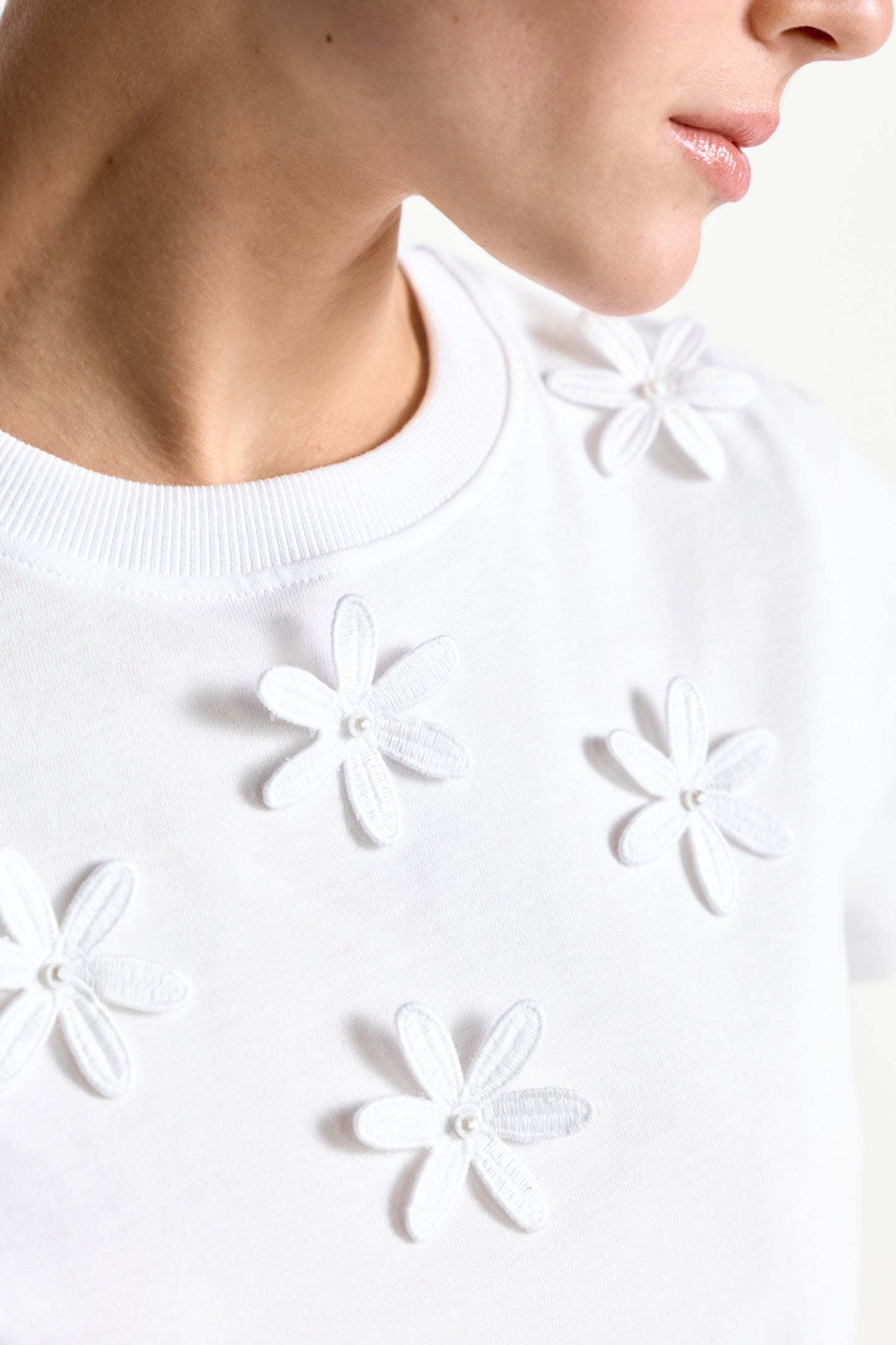 T-Shirt with Flower Application