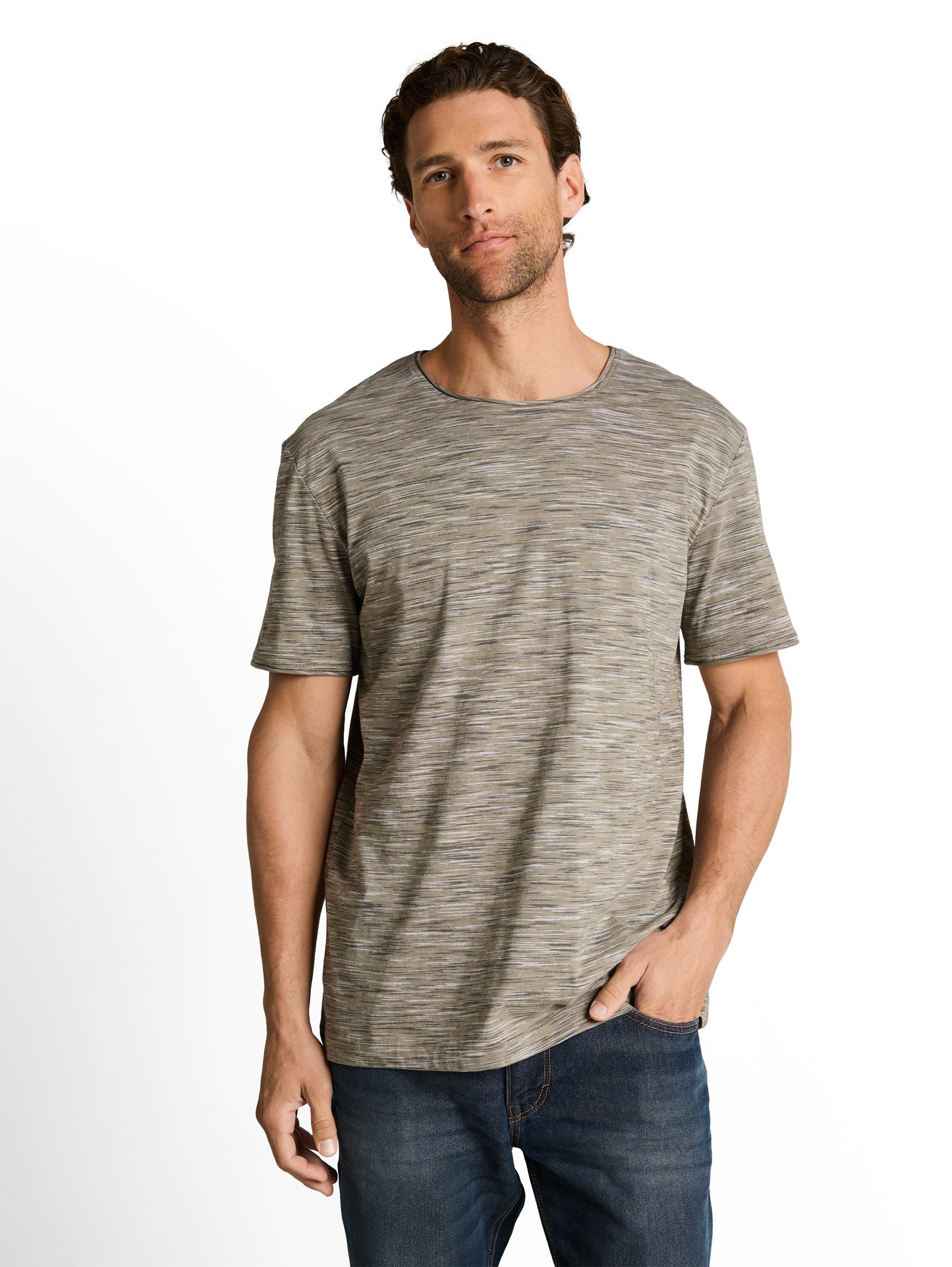 T-Shirt in Melange-Optik