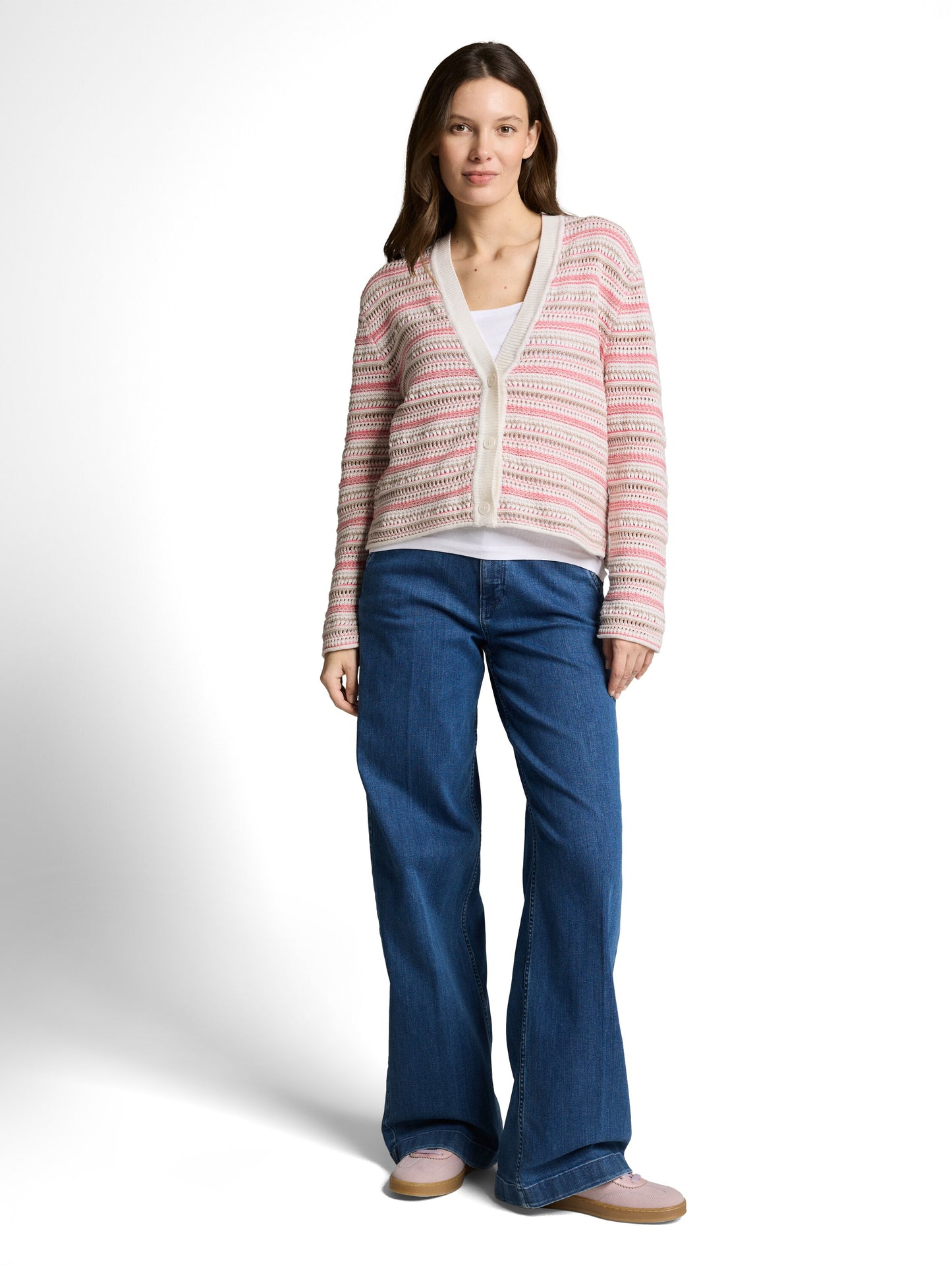 Loose Fit Cardigan mit Streifenmuster