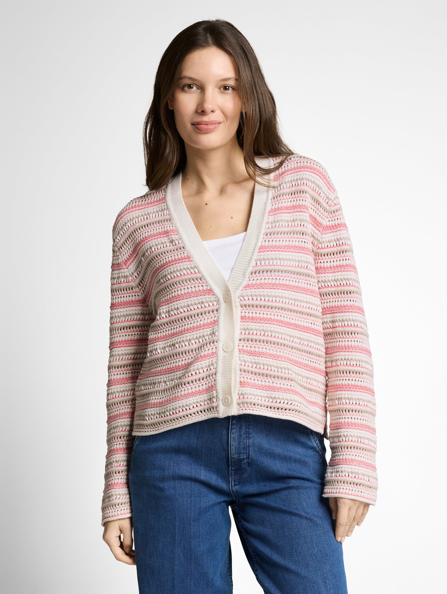 Loose Fit Cardigan mit Streifenmuster