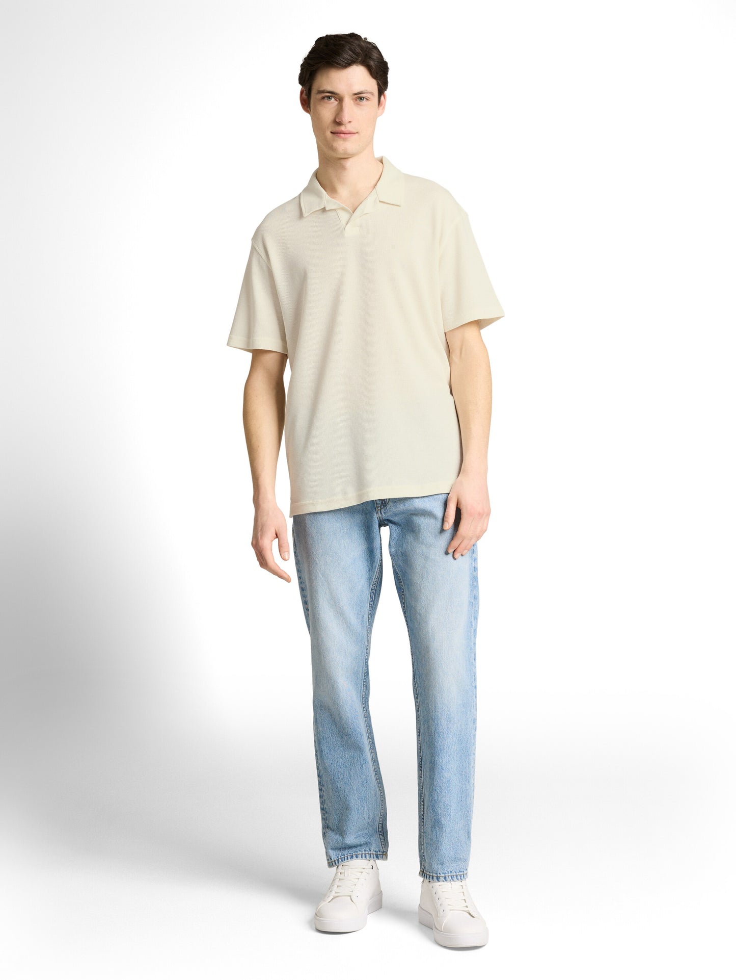 Relaxed Fit Resort Poloshirt mit Waffelstruktur