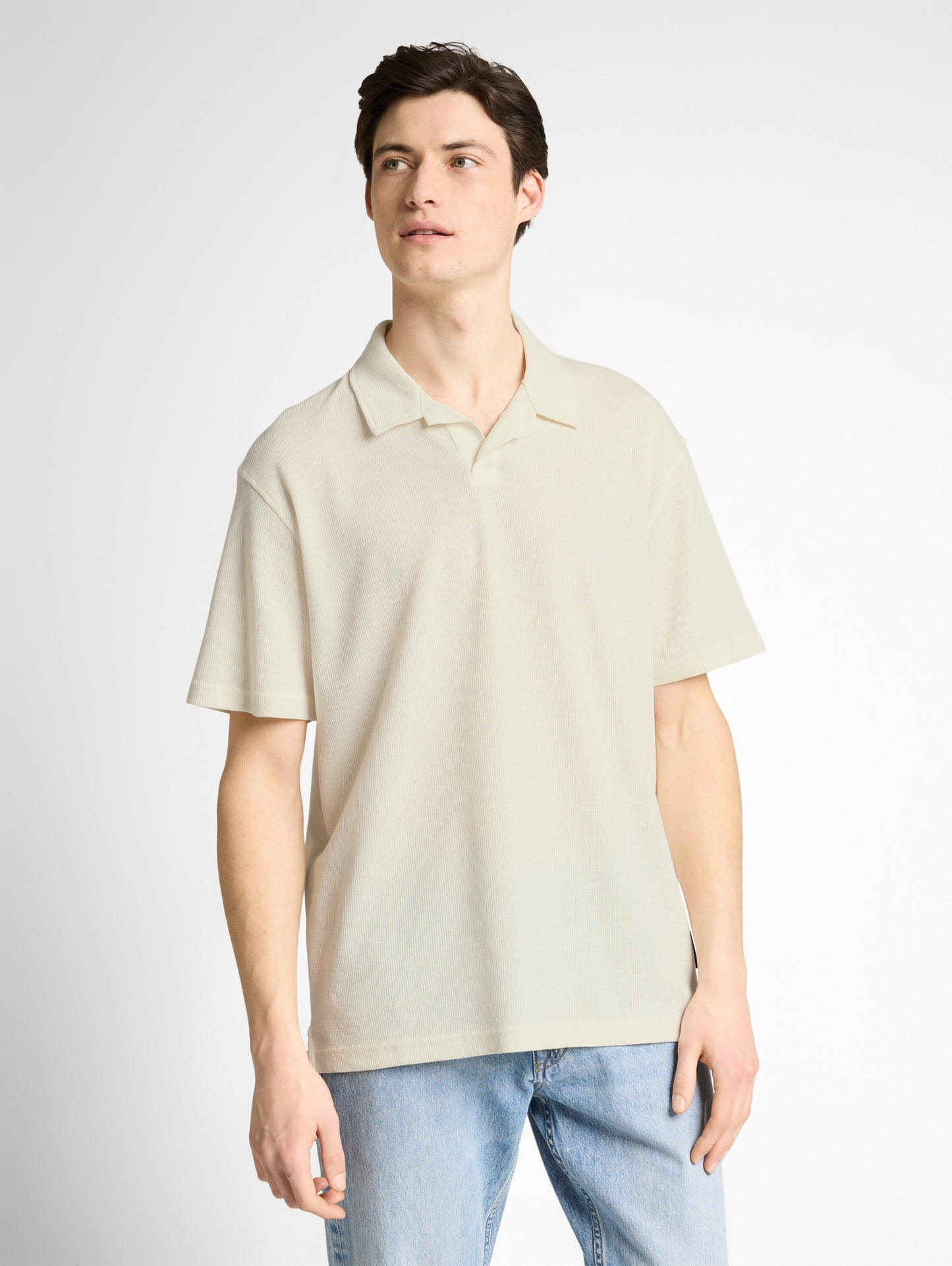 Relaxed Fit Resort Poloshirt mit Waffelstruktur