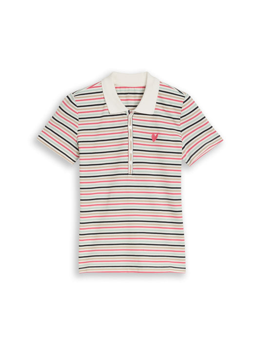 Piqué Poloshirt mit Streifenmuster