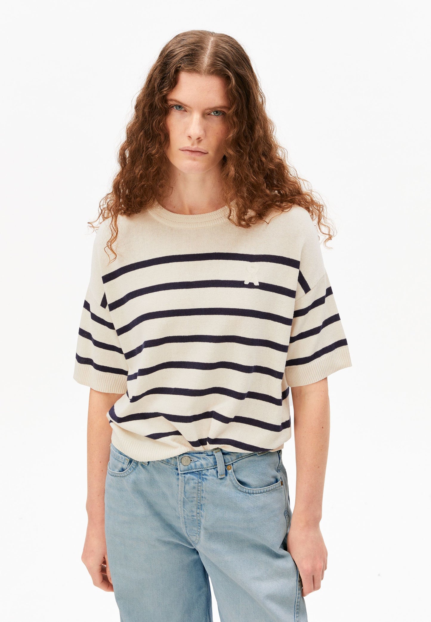 STRIPED LINEN BLEND SWEATER