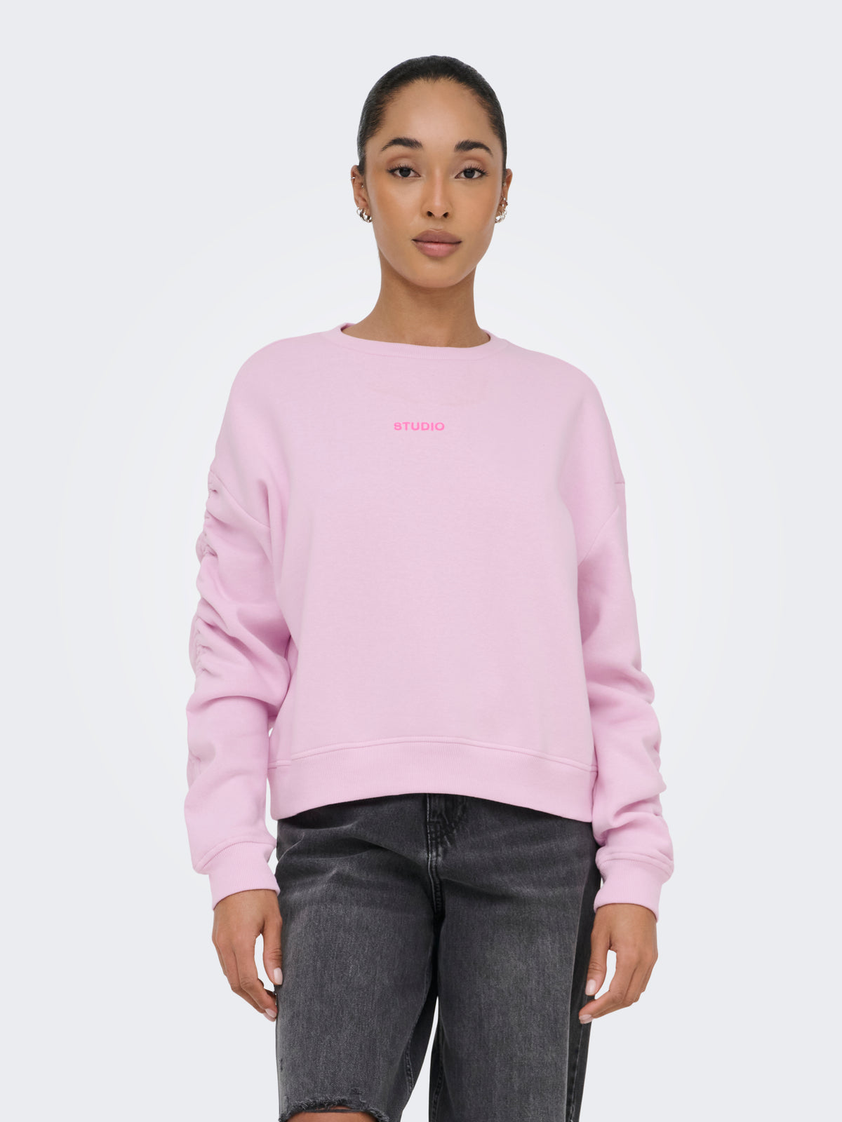 ONLSWEAT L/S RUCHED CREW SWT