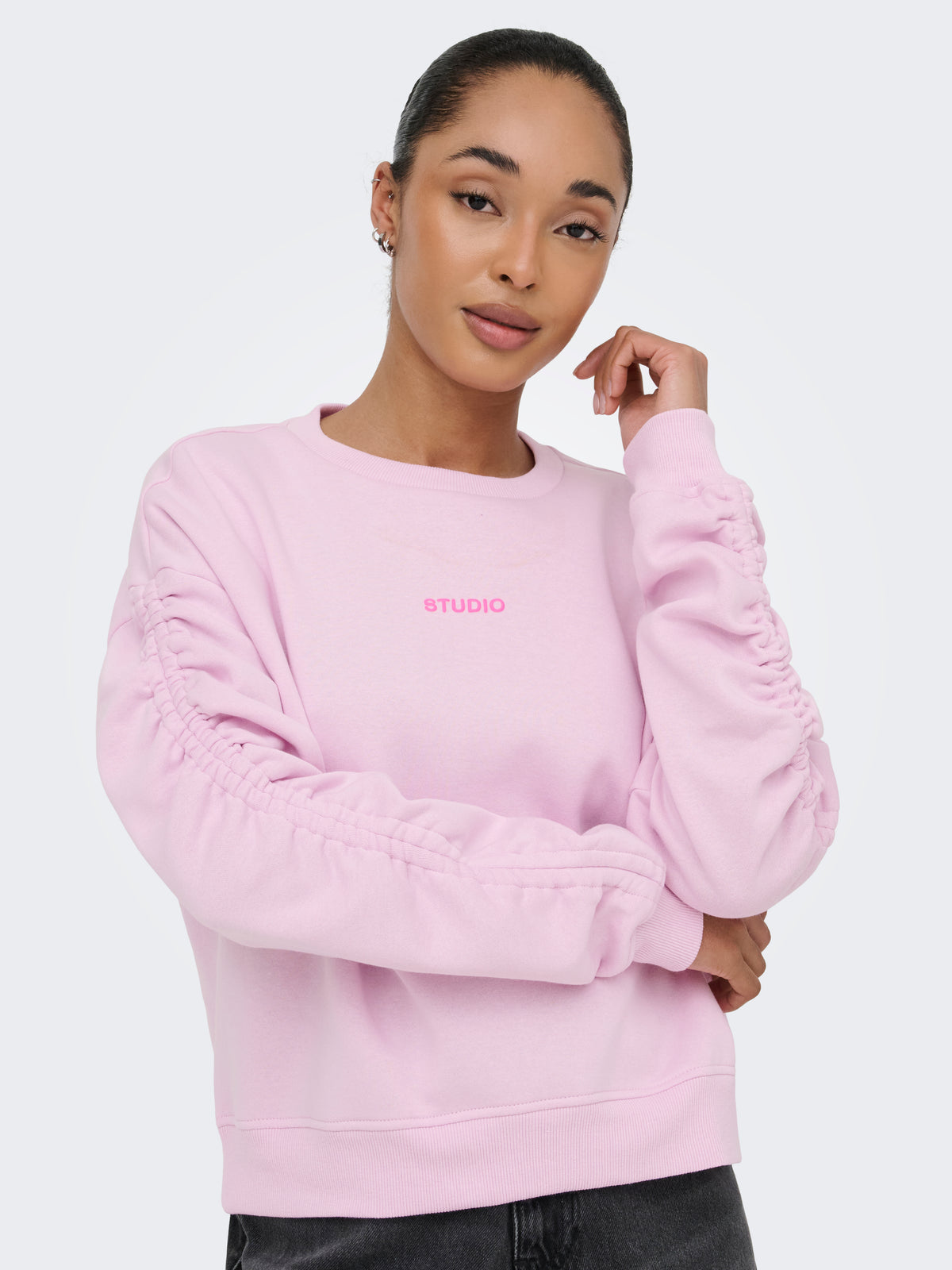 ONLSWEAT L/S RUCHED CREW SWT