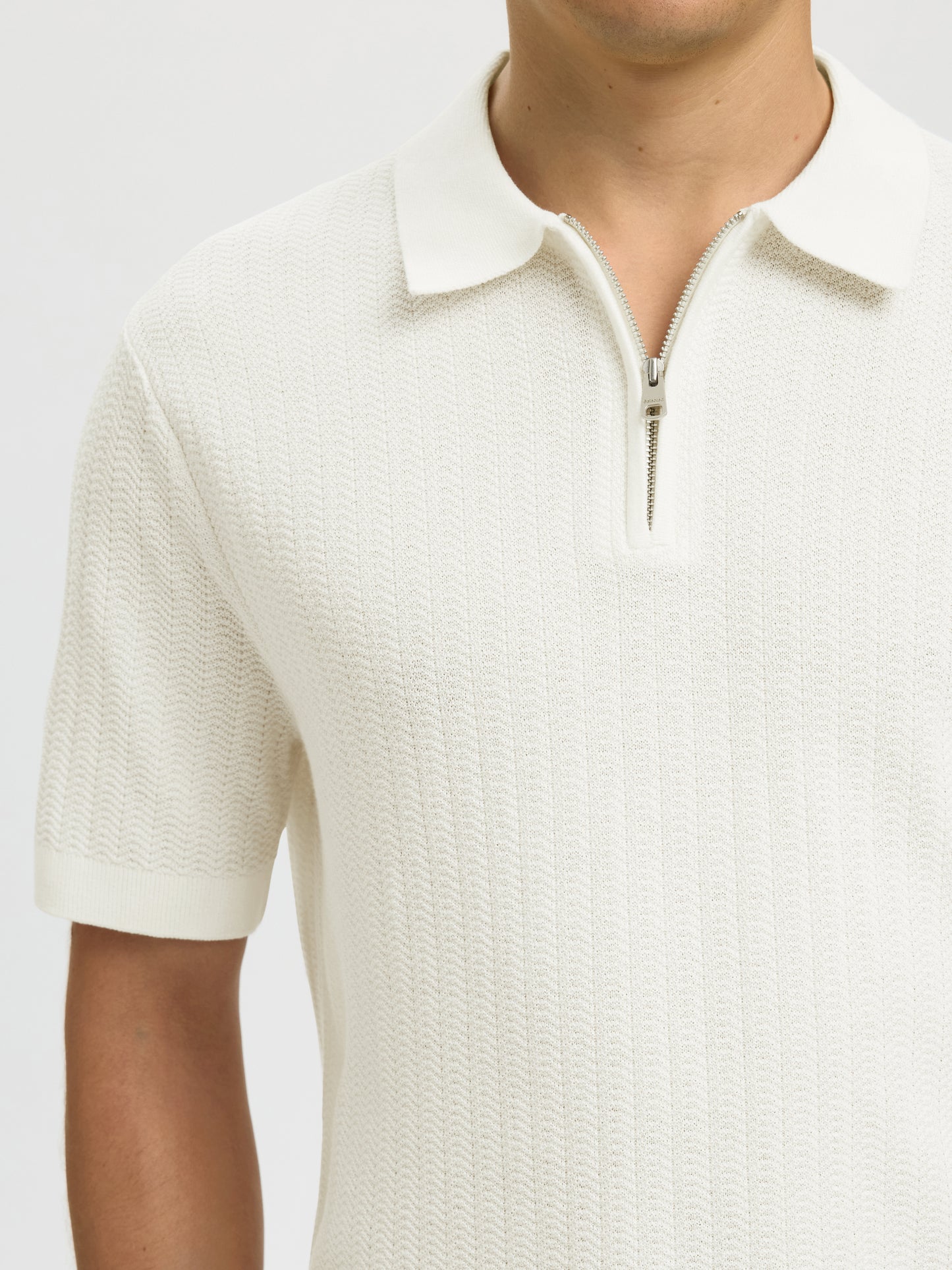 SLMCRAN SS KNIT STRUCTURE ZIP POLO NOOS