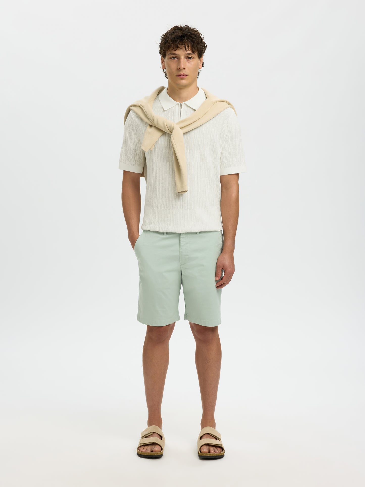 SLMCRAN SS KNIT STRUCTURE ZIP POLO NOOS