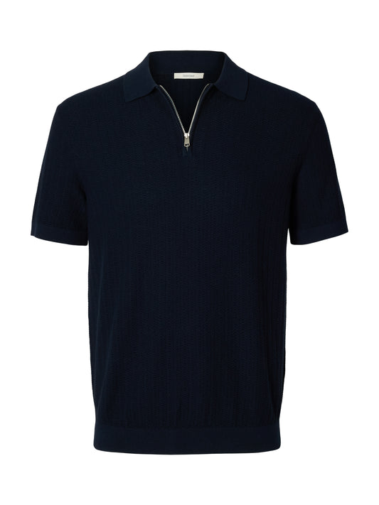 SLMCRAN SS KNIT STRUCTURE ZIP POLO NOOS