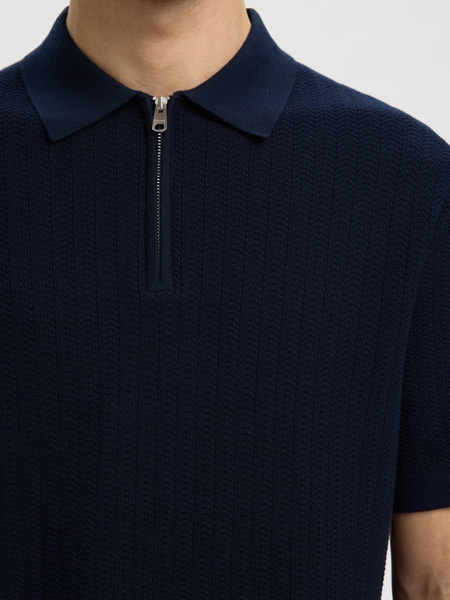 SLMCRAN SS KNIT STRUCTURE ZIP POLO NOOS