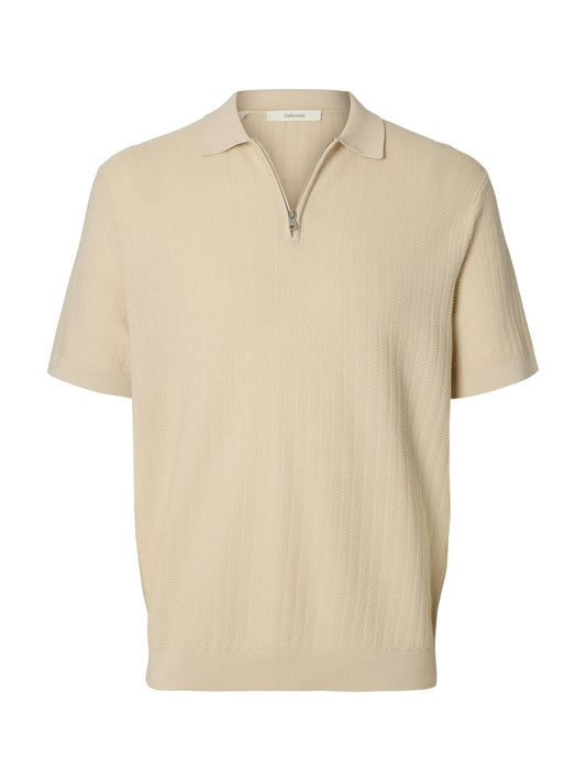 SLMCRAN SS KNIT STRUCTURE ZIP POLO NOOS