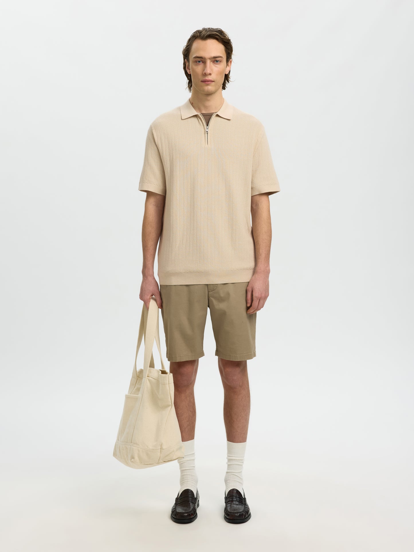 SLMCRAN SS KNIT STRUCTURE ZIP POLO NOOS