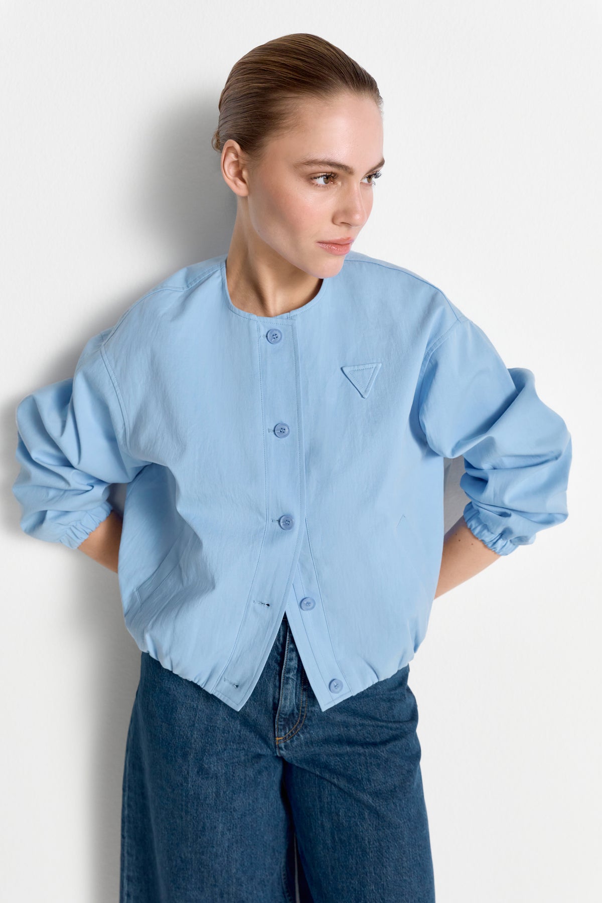 Buttoned cotton blouson