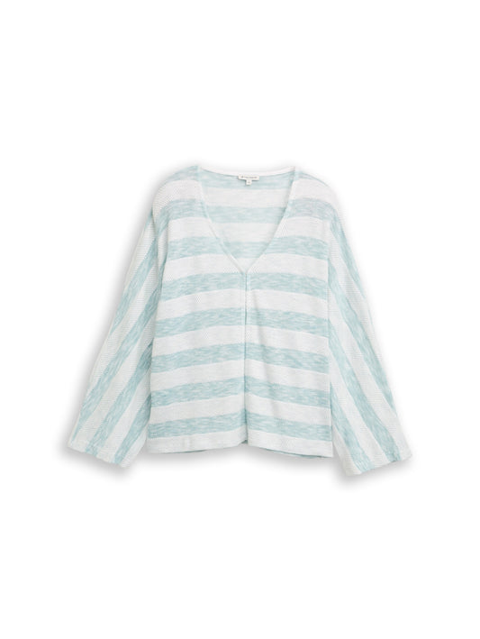 Cardigan mit V-Ausschnitt und Streifenmuster