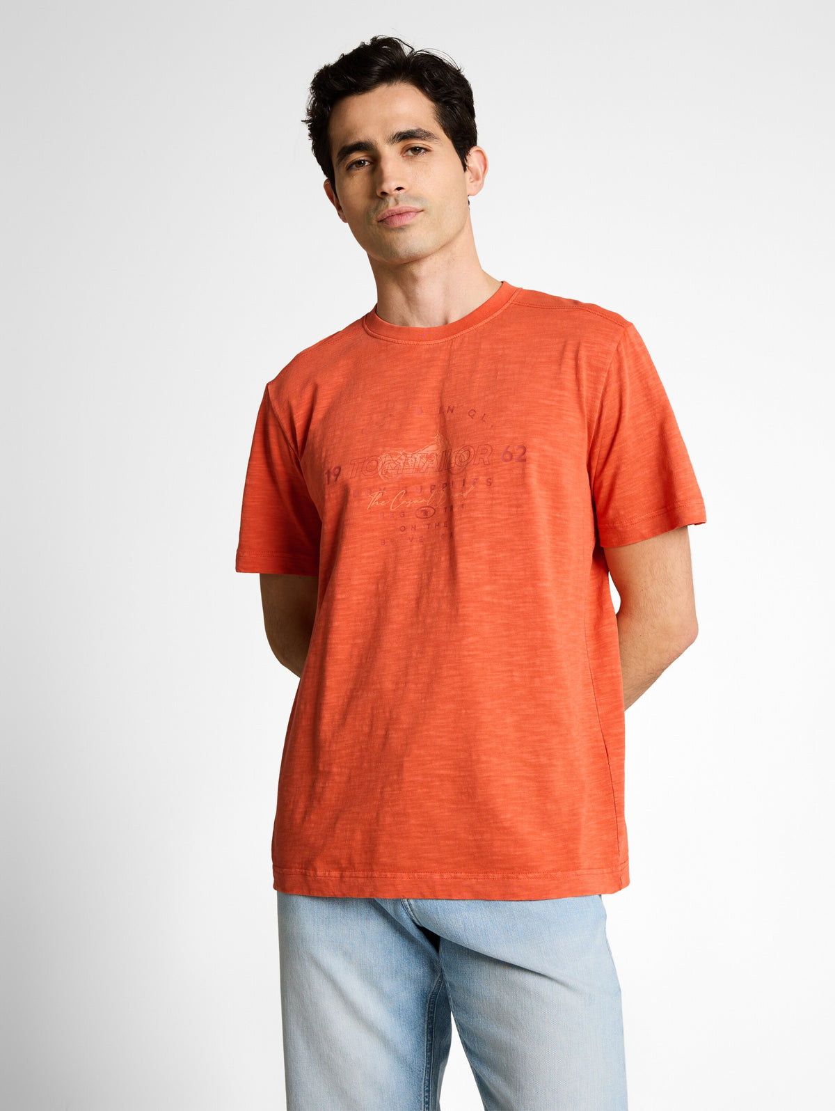 T-Shirt in Melange-Optik mit Print