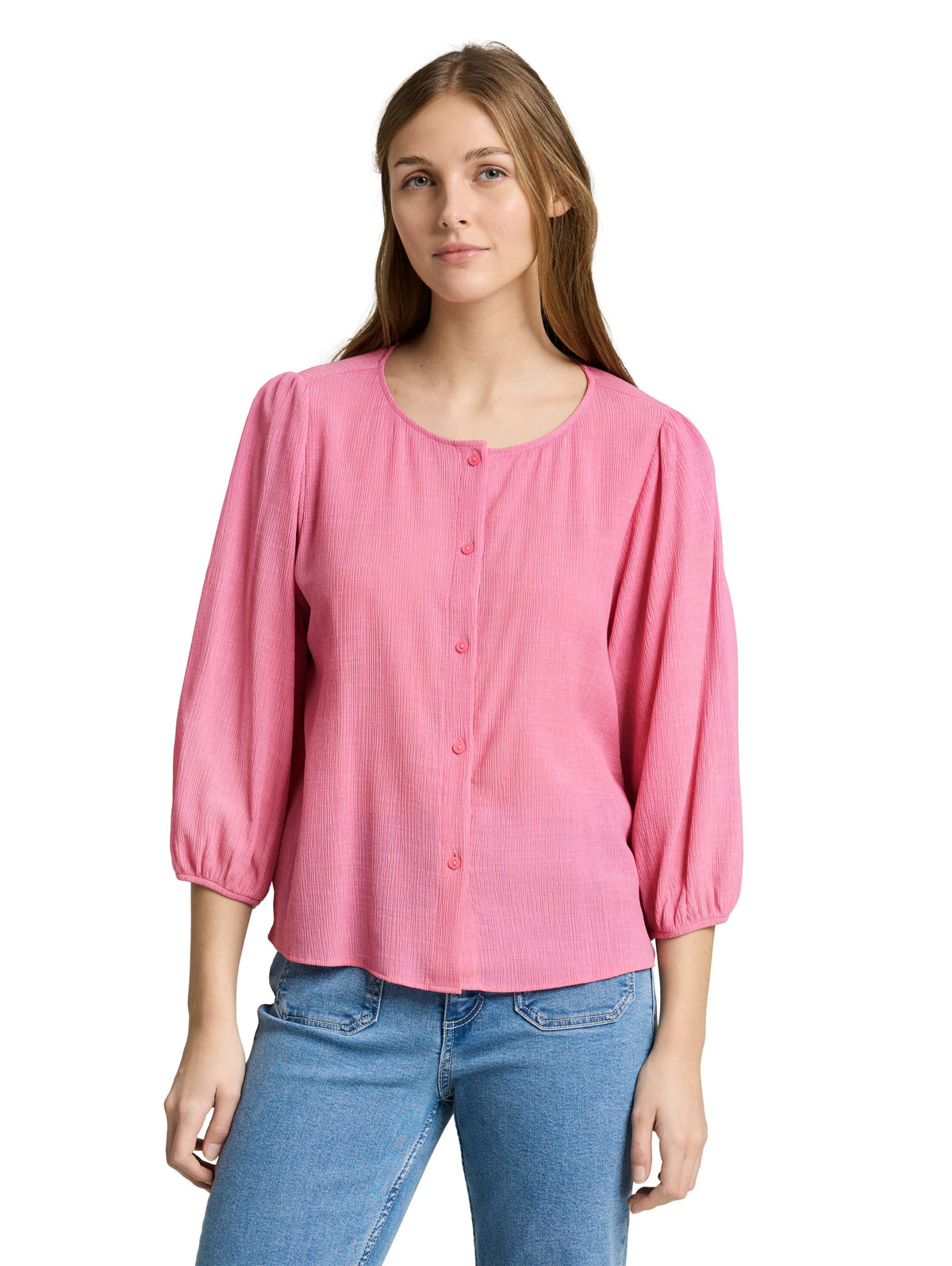 Crinkle Bluse mit Knopfleiste