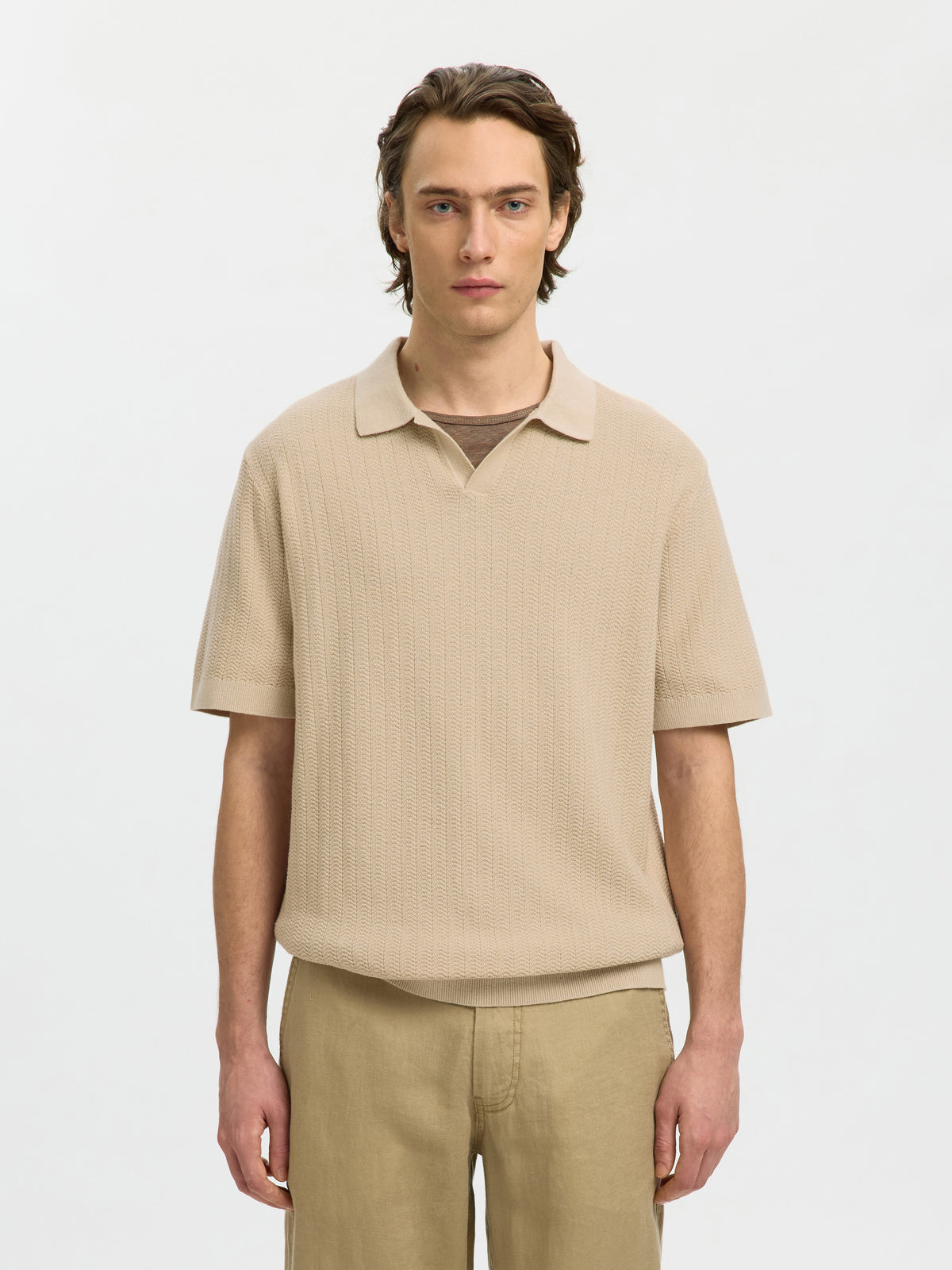 SLHMATTIS SS LINEN BLEND STRUC POLO NOOS