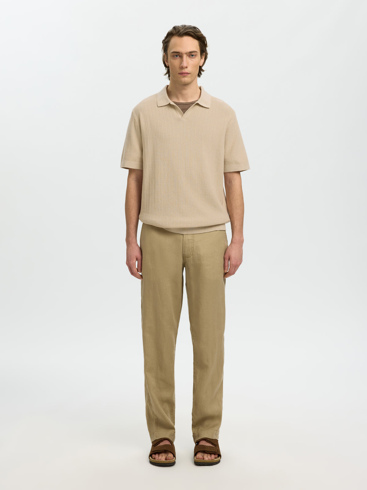 SLHMATTIS SS LINEN BLEND STRUC POLO NOOS