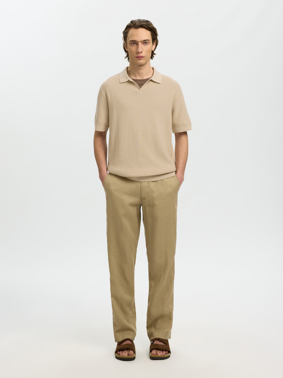 SLHMATTIS SS LINEN BLEND STRUC POLO NOOS