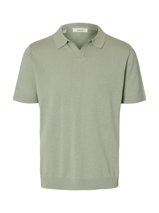 SLHMATTIS SS LINEN BLEND OPEN POLO NOOS