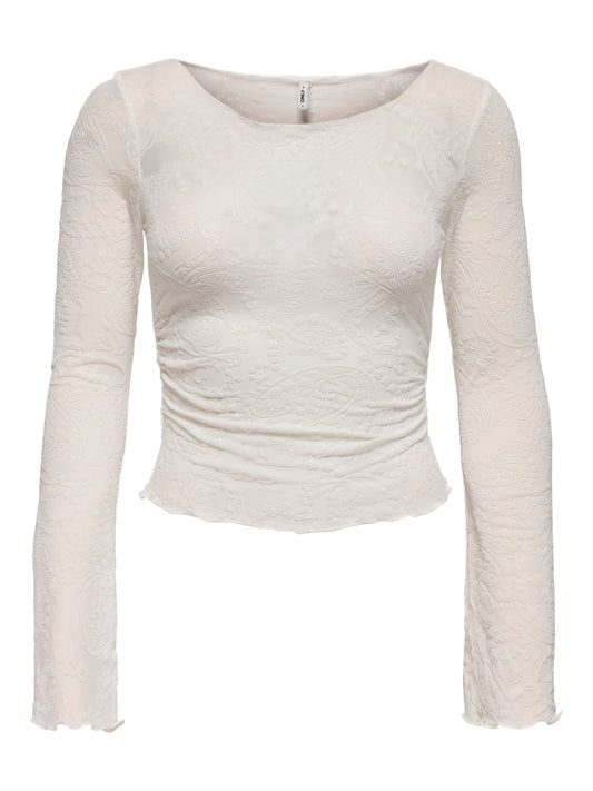 ONLVINNIE L/S BOATNECK RUCHING TOP JRS