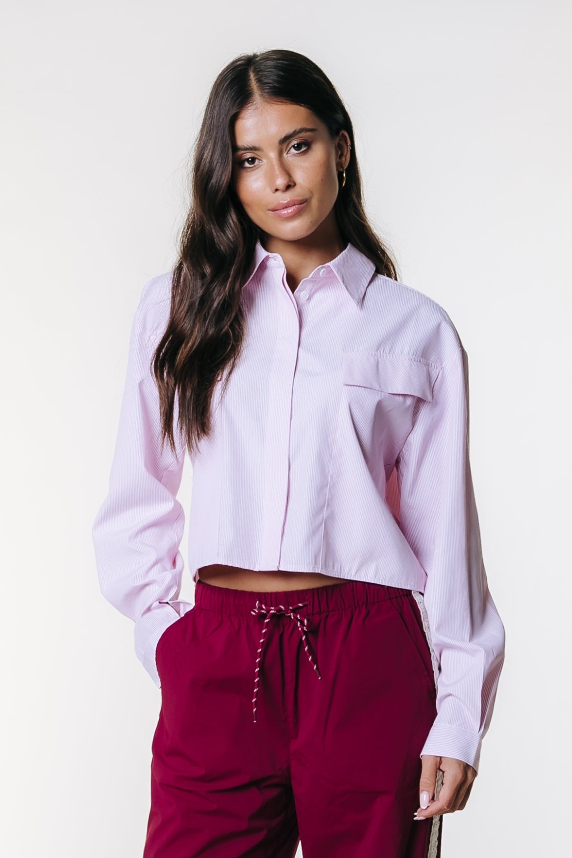 Febe Striped Cropped Blouse