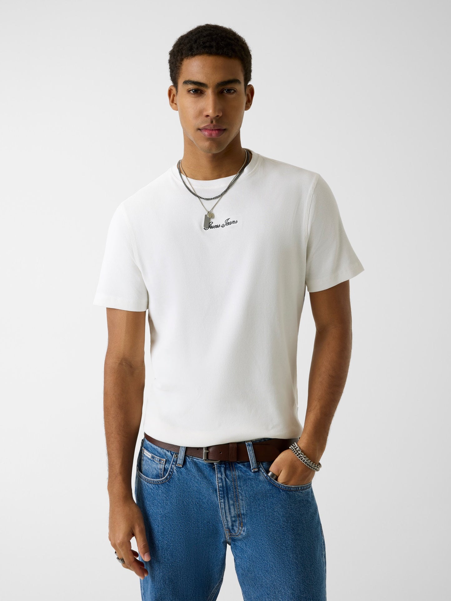 GJ SLIM FIT RIBBED T SHIRT